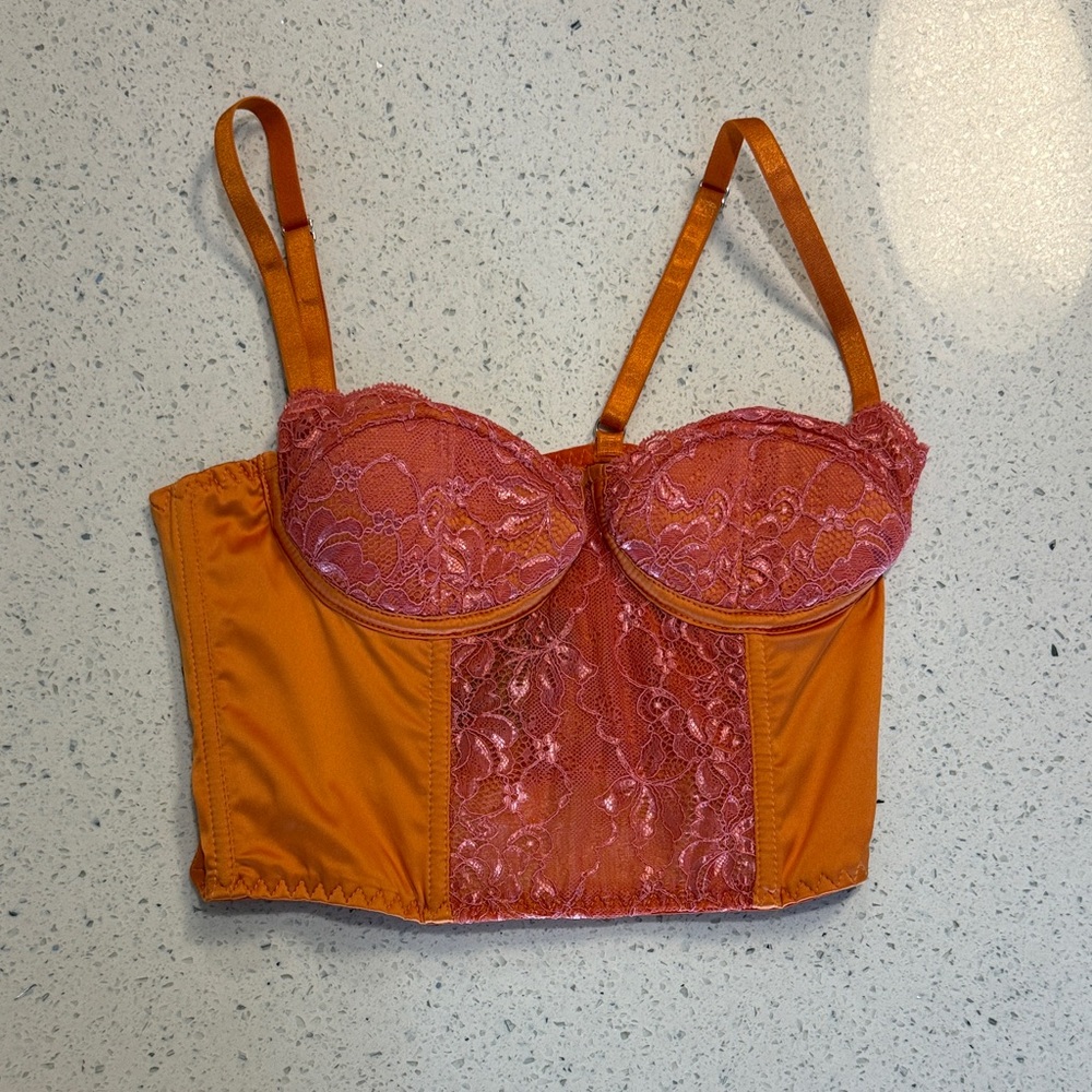 Urban Outfitters Orange and Pink Lace Bra